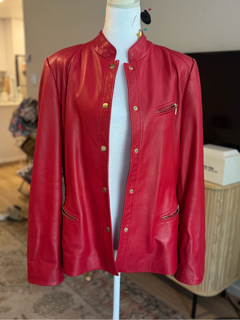 Dana Buchman red leather Jacket